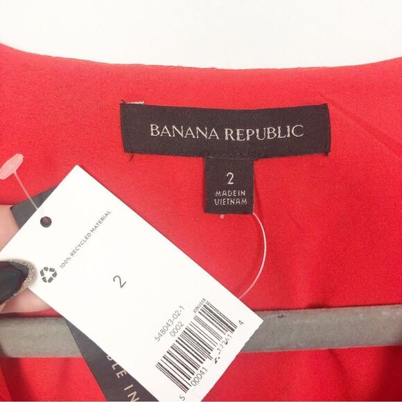 BANANA REPUBLIC | NEW Heart Print Red Wrap Style Mini Dress Women’s Size 2 - Picture 10 of 13